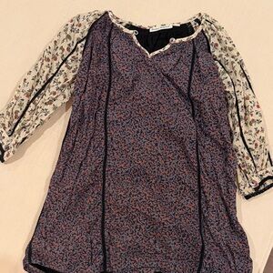 Roller Rabbit Blue and Cream Floral Blouse